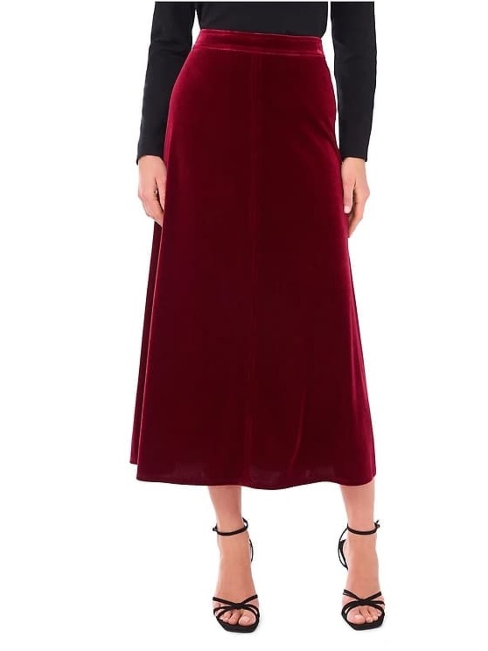 NWT Vince Camuto Velvet Maxi Skirt in Deep Red L and XL